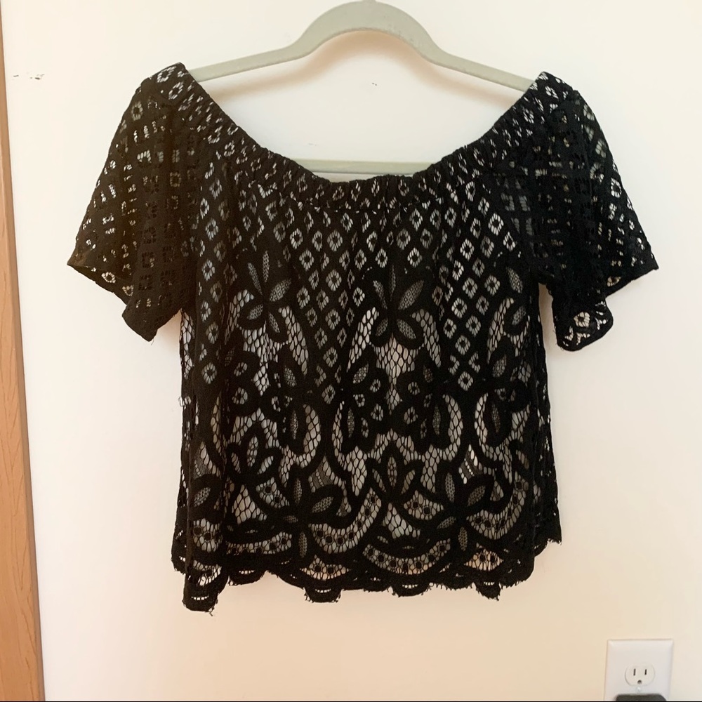 jella c. Off the Shoulder Lace Top